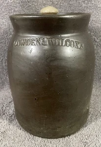 Antique Cowden & Wilcox Stoneware Pottery Jar With Lid 6.5" Tall - Picture 1 of 12