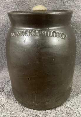 Antique Cowden & Wilcox Stoneware Pottery Jar With Lid 6.5" Tall - Image 1 of 4