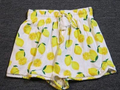 H&M 短裤女式 XS 柠檬印花轻便抽绳夏季休闲 — 第 1/4 张图片