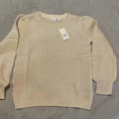 NEW Gap Kids Ivory Gold Sparkle Sweater, S - Image 1 of 3