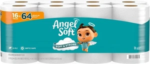 Angel Soft Toilet Paper, 16 Mega Rolls = 64 Regular Rolls, Soft and Strong Toile - Picture 1 of 8