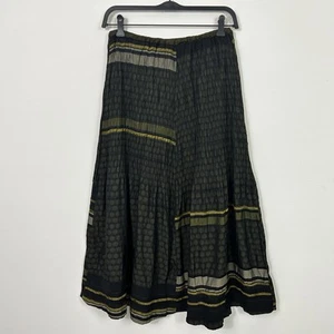 Falda Babette Talla Pequeña Arrugada Plisada Cintura Elástica Negra Midi Boho Festival - Imagen 1 de 8