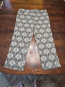 Pantalones Ann Taylor Negro Blanco Estampado Paisley Signature Fit MUJER TALLA 12  - Imagen 1 de 2