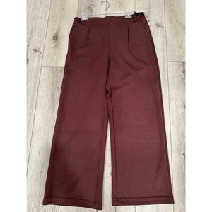 Womens XL Pull On Wide Leg Cropped Lounge Pants Comfort Casual Relaxed - Picture 1 of 6