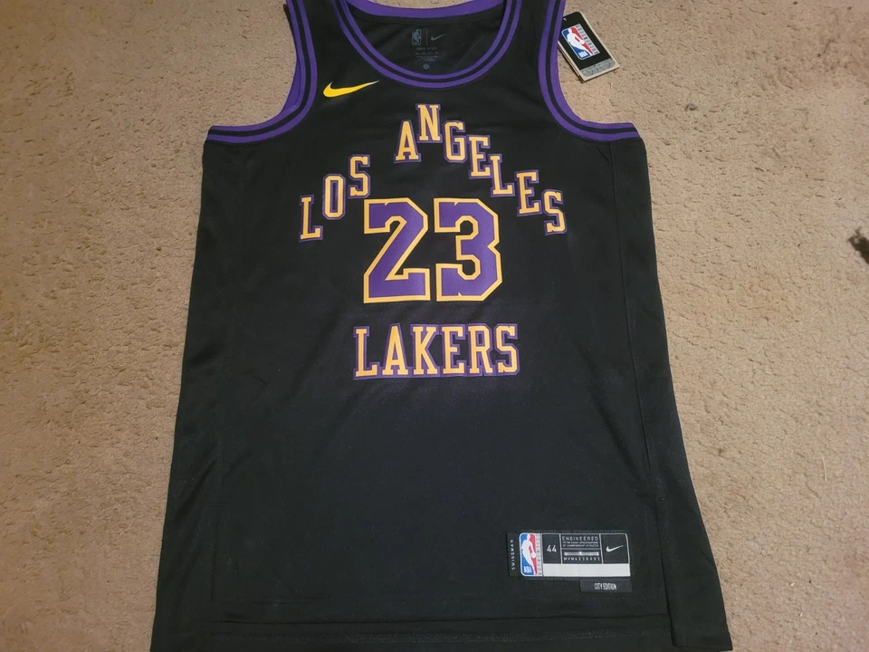 Nike Men's LeBron James Lakers City Edition Jersey Black Size S WITH TAGS