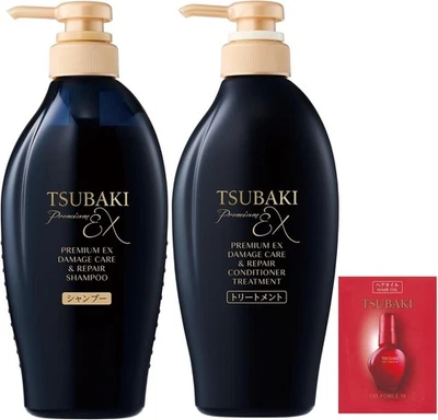 Juego de tratamiento de champú para el cuidado y reparación de daños TSUBAKI Premium EX de Japón Foto 1 de 2