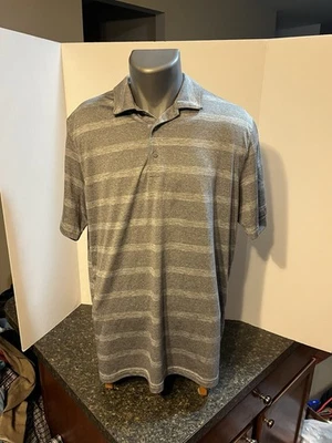 Camisa polo de golf PUMA Dry Cell para hombre gris a rayas grande - poliéster Foto 1 de 4