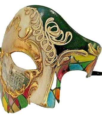 MAR5 PHANTOM OF THE OPERA MASK HANDPAINTED BY ITALIAN ARTISANS, MULTICOLOURED. - Image 1 of 3