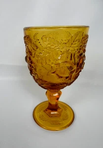 Madonna Inn Glass Water Goblet Amber VTG L.G. Wright 1970's Flat Rose 6.5"Tall - Picture 1 of 6