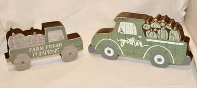 Primitives by Kathy Fall Truck Sitter Lot 2 Thanksgiving Decor Harvest Rustic - Image 1 of 2