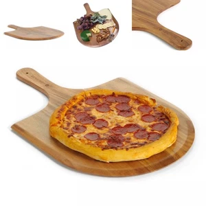 Tabla de remo grande de madera con cáscara de pizza de madera de acacia con mango 22 x 14" creativa { - Imagen 1 de 7