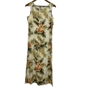 Kriss Kross Dress Size 10 Silk Tropical Floral Midi Dress Travel Island NEW - Picture 1 of 8