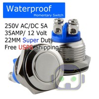 22mm Starter Switch / Boat Horn Momentary Push Button Stainless Steel Metal