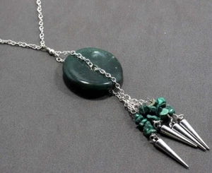 Collar exclusivo con cuentas de malaquita enchapado en plata 925 tamaño 18" GW - Imagen 1 de 3