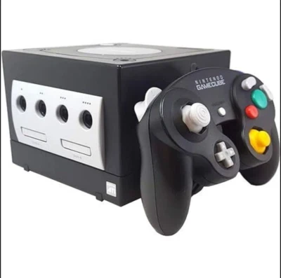 Nintendo GameCube Jet Black with controller and cords - Image 1 of 2