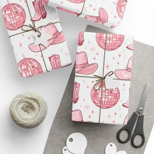 Elegante Papel de Envolver Regalo Decorativo Ecológico Premium Disco Vaquera Rosa - Imagen 1 de 12