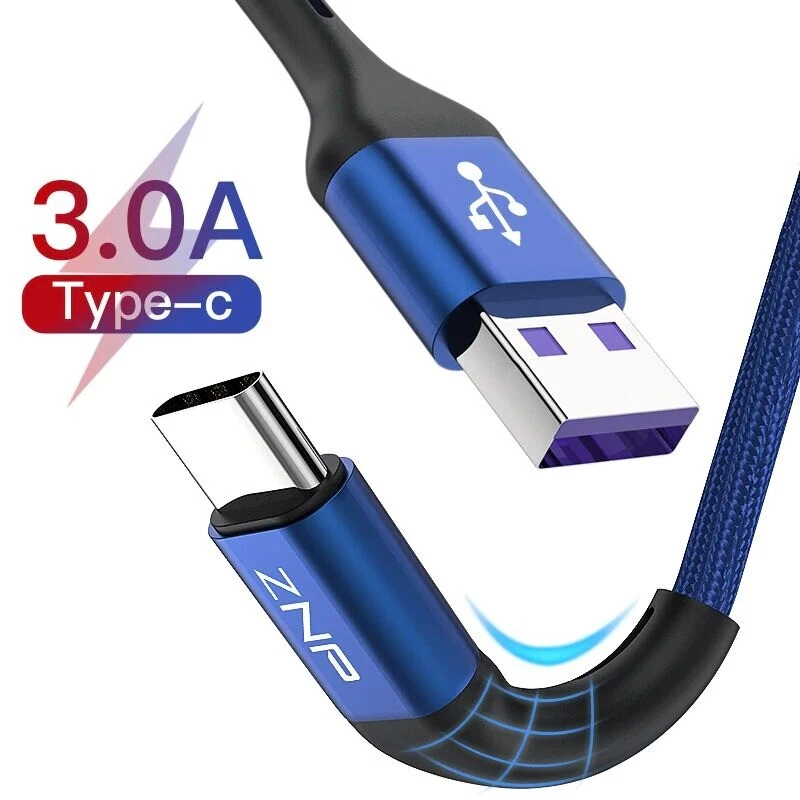 USB Type C Charge 3A Fast Charging Cable for Mobile Phone Huawei P30 Samsung S10 - Image 1 of 4