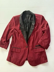 Portmans Size 8 Tuxedo Style Blazer Jacket Red 3/4 Length Sleeve Single Breast - Picture 1 of 13