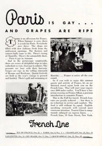 1932 French Line: Paris is Gay and Grapes are Ripe Vintage Print Ad - Picture 1 of 1