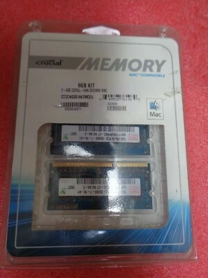 8GBKIT NEW BOXED CRUCIAL MEMORY 2-4GB DDR3L NOTEBOOK MAC LAP TOP MEMORY  - Image 1 of 4