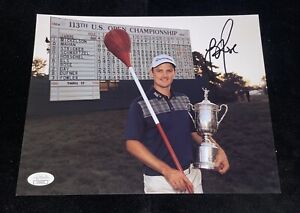 Justin Rose Signed 8x10 Photo JSA COA 2013 US Open Trophy Merion Golf Club