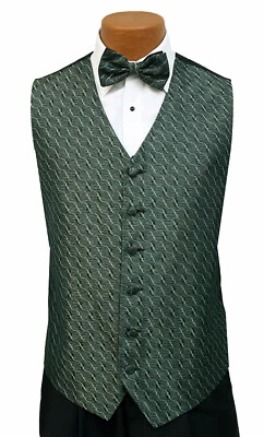 Men's Bill Blass Sage Green Tuxedo Vest with Bow Tie Formal Wedding Groom Prom   - Image 1 of 4