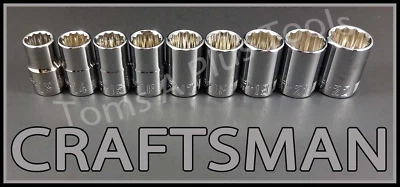 CRAFTSMAN HAND TOOLS 9pc 1/2 dr short METRIC MM 12pt ratchet wrench socket set - Image 1 of 4