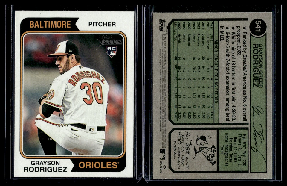 2023 Topps Heritage Baseball Image Variation Rookie #541 Grayson Rodriguez - Image 1 of 1