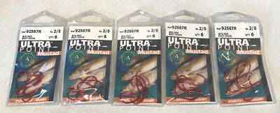 (30) GANCHOS DE PESCA MOSTAZA 2/0 CEBO ROJO GRANDE Ultra Punto 92567-R Opti-Angle Nuevo Foto 1 de 4
