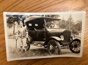 c1927 Proud Owner W/ Antique Car 5 3/4X 3 1/2 Vintage BW Photo - Picture 1 of 2