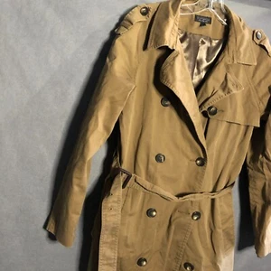 topshop trench coat 10 large l brown long belt button chic city military s28 - Picture 1 of 14