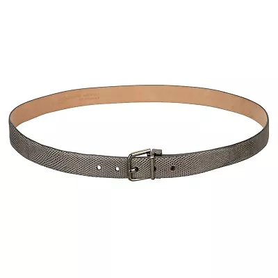 Dolce & Gabbana Metallo Argento Fibbia Lucertola Cintura IN Pelle Grigio 105 42 - Immagine 1 di 4