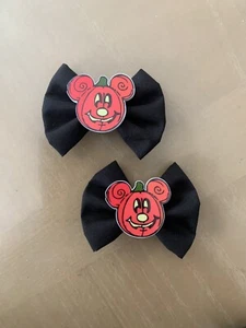 Beautiful~Set of 2~Halloween~Pumpkin~Girls~Adult~Small Hair Bows~Pigtails - Picture 1 of 1
