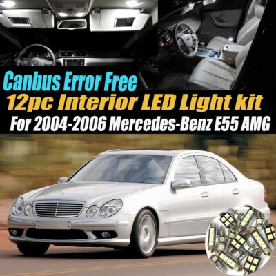 12Pc Error Free White Interior LED Light Bulb Kit for 04-06 Mercedes-Benz E55 AM - Image 1 of 4