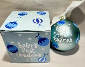 COTON COLORS ~ “ Baby's 1st Christmas 2023” Boy Blue Glass Ornament New in Box - Picture 1 of 6