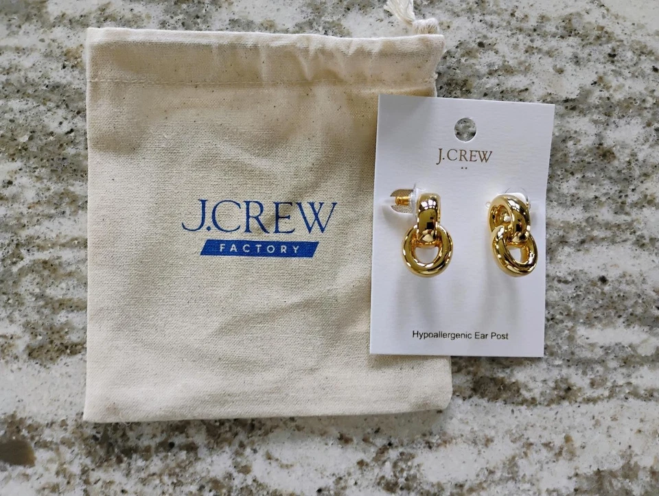 Brincos perfurados de ouro Jcrew 39,50 perfeitos nunca usados FRETE GRÁTIS! - Imagem 1 de 1