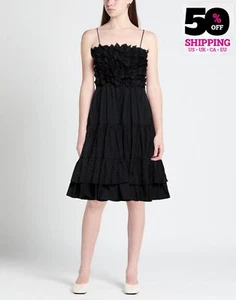 RRP€595 MSGM Jacquard Tiered Dress IT40 US4 UK8 S Black Ruffles Made in Italy - Picture 1 of 6