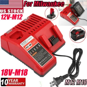 Cargador rápido 12-18V M12-18C para batería de iones de litio Milwaukee M12 M18 48-11-1860 OF - Imagen 1 de 13