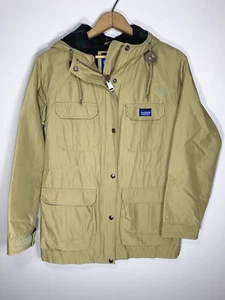 Penfield Hudson Jacket Tan Mens Small Flannel Lined Hooded Raincoat Zip Up - Picture 1 of 15