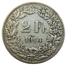 1914 Switzerland Silver 2 Francs Coin