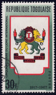 1967 Togo SC# 609 - 50th Anniversary of Lions International Emblem - Used - Image 1 of 2