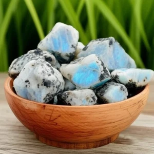 5 PCS Rainbow Moonstone Raw Stone Chunks Healing Minerals Rocks Specimens Gifts - Picture 1 of 6