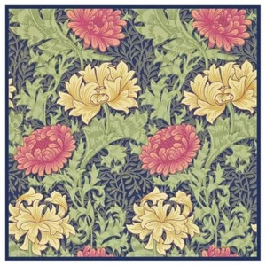 Chrysanthemum detail Blue Pink William Morris Counted Cross Stitch Pattern - Bild 1 von 5