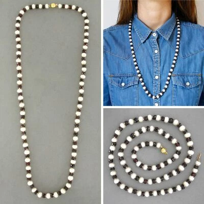 Collana in ORO Giallo 18 kt 750 di con PERLE Vere Acqua Dolce e GRANATI da Donna - Immagine 1 di 4