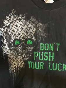 Men's Tennessee River Size L-Black Don't Push Your Luck Short Sleeve T-Shirt TL - Picture 1 of 4