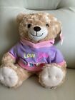 Teddy Bear Plush 14” Stuffed Animal Purple Pink Hoodie Love You Nana