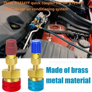 A/C R1234YF Quick Coupler Connector Adapters High/Low Manifold AC Gauge Auto Set - Picture 1 of 8