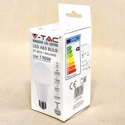 Lampadina LED V-Tac 15W E27 A65 2700K VT-2015 - 4453 Bianco Caldo - 10pz - Immagine 1 di 4