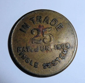 Trade Token Maverick INGLE 1909 Ed. S. BRAUN Aurora IL GF 25 Cents - Imagen 1 de 2