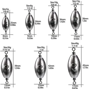 Mixed Size Fishing Sinkers Drop Shot Weights Olive Transformation Sinker Lead - Picture 1 of 16